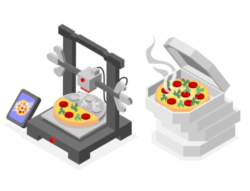 3D printer prints pizza