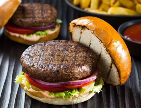 A burger made on a 3-D printer